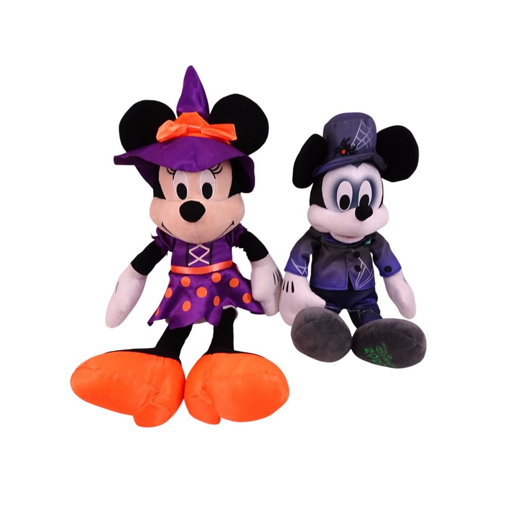 Lot 2 Mickey Minnie Mouse Halloween Plush Ghoul Zombie Witch Ghost 2022 16" 18"